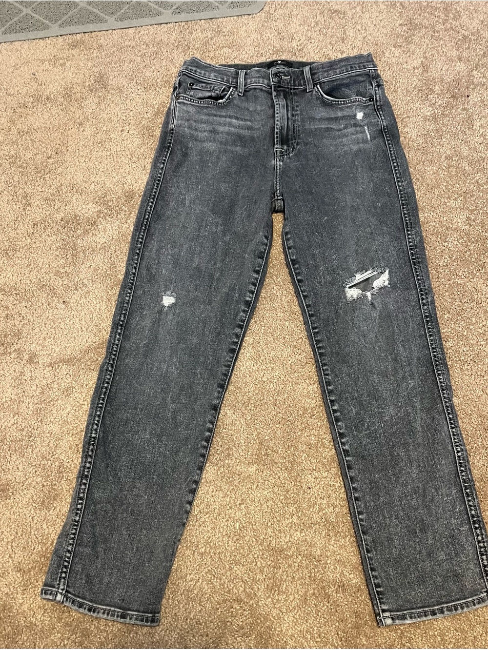 7 For All Mankind high waist cropped straight  Washed Black  Jeans sz 29
